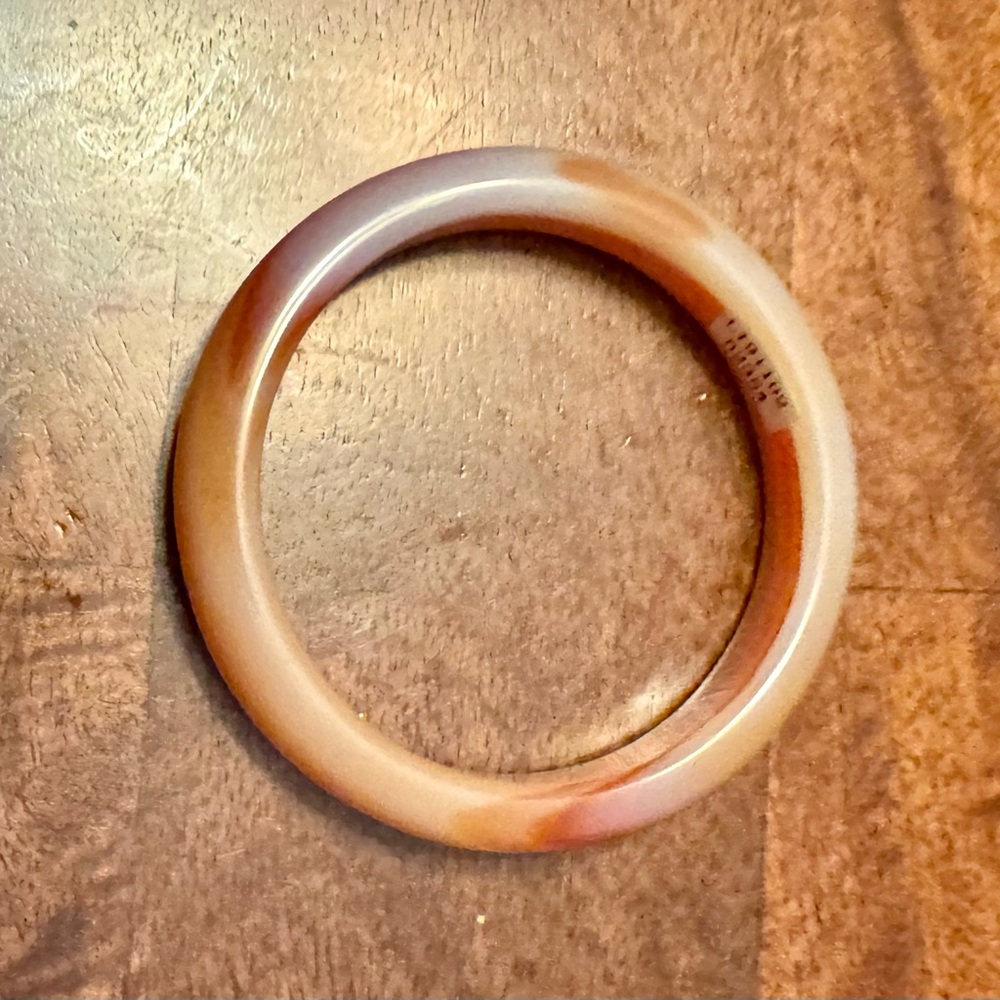 🌿 Natural Agate Stone Bangle Bracelet 55mm Pink Orange Cream Polished - Picture 2 of 6